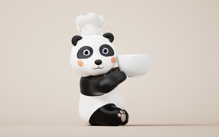 Panda chef with cartoon style, 3d rendering. 3D illustration.の写真素材