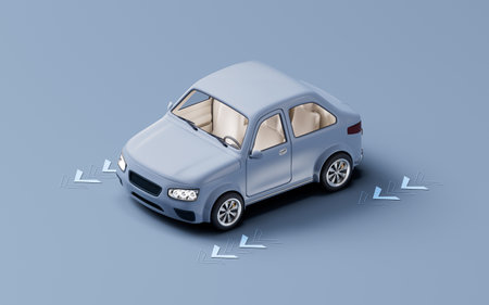 Realistic automobile car with automatic drive concept, 3d rendering. 3D illustration.の写真素材