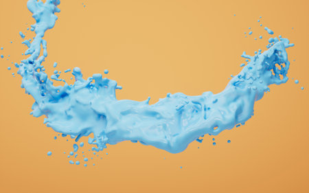 Flowing fluid with splashing shape background, 3d rendering. 3D illustration.の写真素材