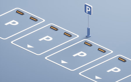 Empty parking space in a parking lot, 3d rendering. 3D illustration.の写真素材