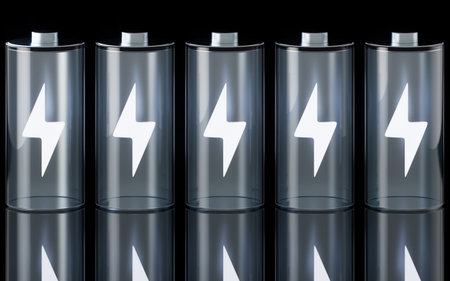 3D fast charge battery on black background, energy technology concept, 3d rendering. 3D illustration.の写真素材