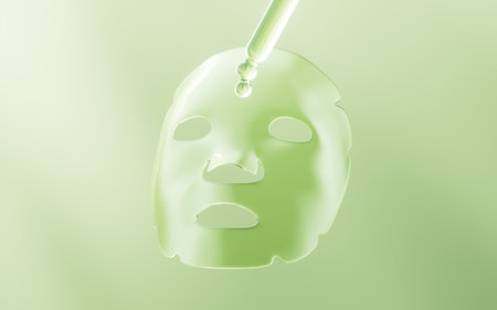 Transparent facial mask with cosmetics concept, 3d rendering. 3D illustration.の写真素材