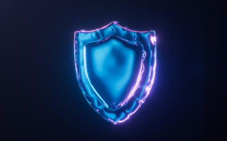 Soft shield balloon with neon style, 3d rendering. 3D illustration.の写真素材