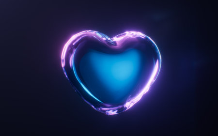 Soft heart balloon with neon style, 3d rendering. 3D illustration.の写真素材