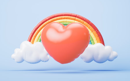 Inflatable heart shape balloon, 3d rendering. 3D illustration.の写真素材