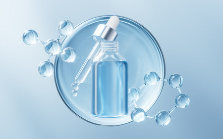 Cosmetics liquid bottle with skin care concept, 3d rendering. 3D illustration.の写真素材