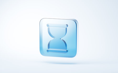 Transparent blue glass icon, 3d rendering. 3D illustration.の写真素材