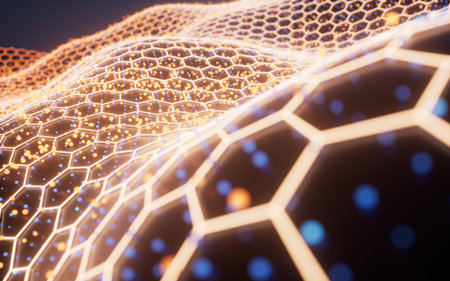 Hexagonal wave grid background, 3d rendering. 3D illustration.の写真素材