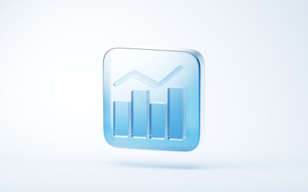 Transparent blue glass icon, 3d rendering. 3D illustration.の写真素材