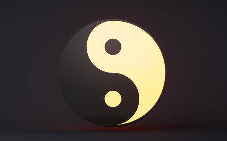 Chinese ancient taiji yin-yang pattern symbol, 3d rendering. 3D illustration.の写真素材
