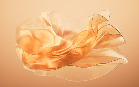 Transparent golden multilayer cloth background, 3d rendering. 3D illustration.