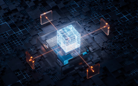 Technology circuit board and core, 3d rendering. 3D illustration.の写真素材