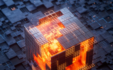 Technology circuit board and core, 3d rendering. 3D illustration.の写真素材