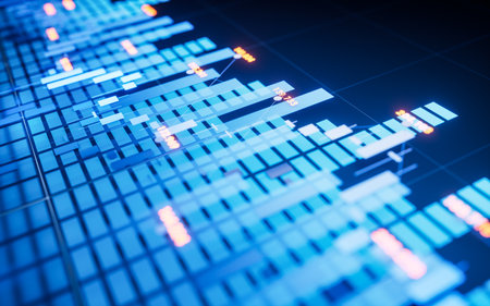 Statistical graph with business finance concept, 3d rendering. 3D illustration.