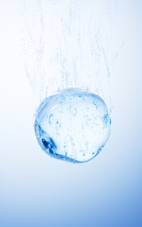 Transparent blue liquid water bubbles underwater, 3d rendering. 3D illustration.