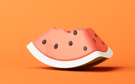 Watermelon fruit with sweet and refreshing taste, 3d rendering. 3D illustration.の写真素材
