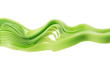 Flowing gradient curve ribbons background, 3d rendering. 3D illustration.の写真素材