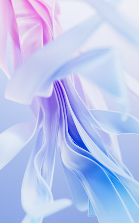 Transparent flowing fabric ribbons background, 3d rendering. 3D illustration.