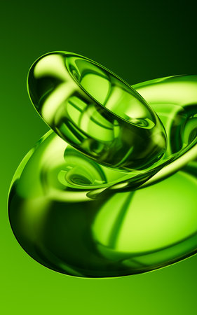 Abstract green gradient glass background, 3d rendering. 3D illustration.