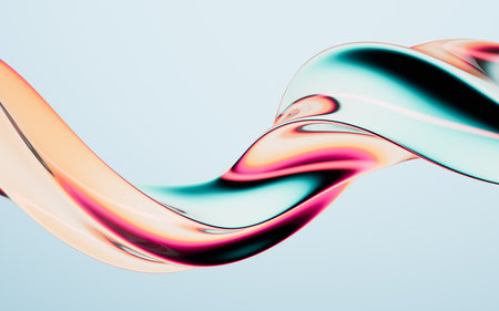 Abstract colorful curve glass background, 3d rendering. 3D illustration.