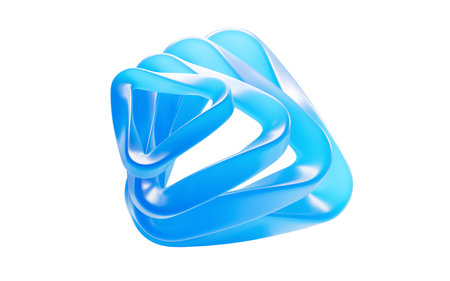 Abstract blue triangle geometry, 3d rendering.
