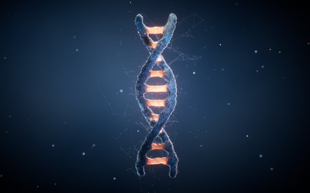 Biological DNA structure with bioengineering concept, 3d rendering. 3D illustration.の写真素材