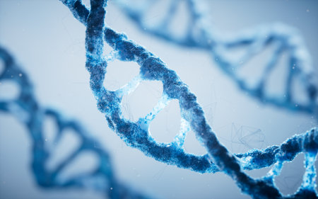 Biological DNA structure with bioengineering concept, 3d rendering. 3D illustration.