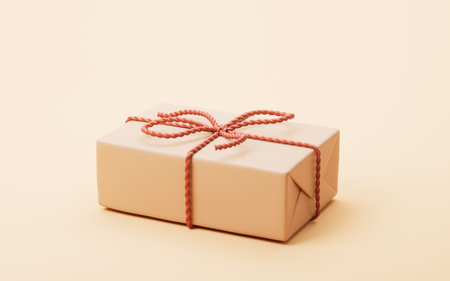 Cartoon style gift box with yellow background, 3d rendering. 3D illustration.