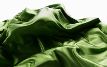 Flowing green wave cloth background, 3d rendering. 3D illustration.の写真素材