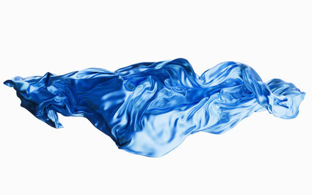 Flowing blue wave cloth background, 3d rendering. 3D illustration.の写真素材