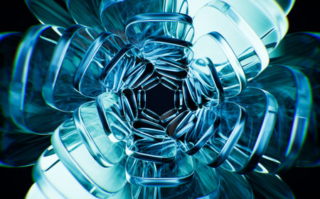 Abstract glass fragment flower background, 3d rendering. 3D illustration.の写真素材