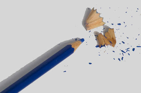 Single blue pencils with shavings/parings