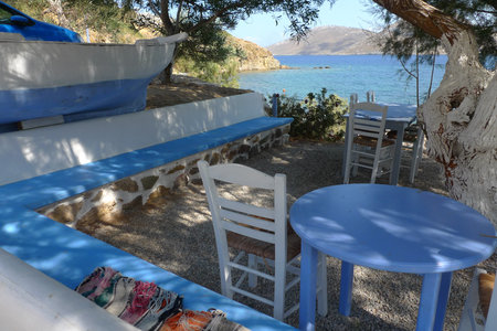 Restaurant on the greek island of Lerosの写真素材