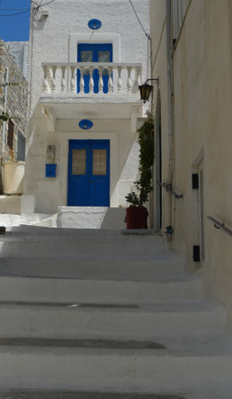 White architecture on the island of Leros in Greece.の写真素材