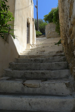 Stairs in the old town of Agia Marina, Leros, Greeceの写真素材