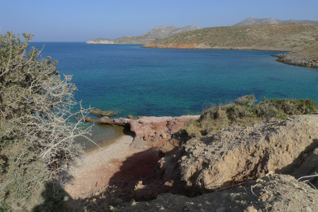 The coast of the island of Leros Greece in the summerの写真素材