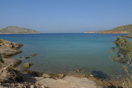 The coast of the island of Leros Greece in the summerの写真素材