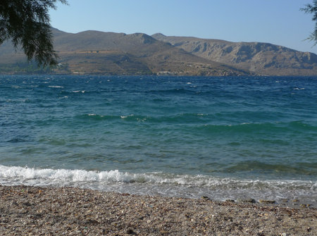 Coast of the Aegean Sea, Leros, Greeceの写真素材