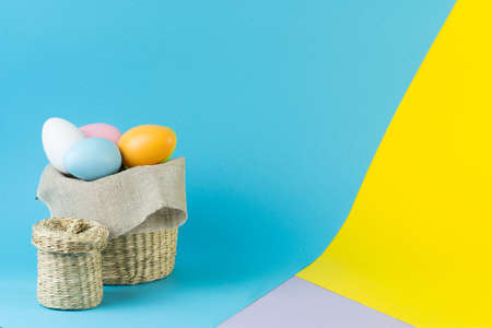 easter eggs in rustic basket