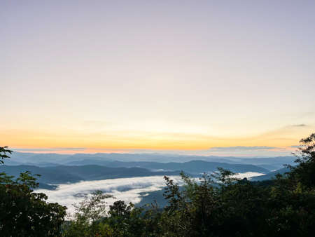 Sunrise at Doi Mae Salong, Chiang Rai, Thailandの写真素材