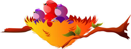 Nest with  birdsのイラスト素材