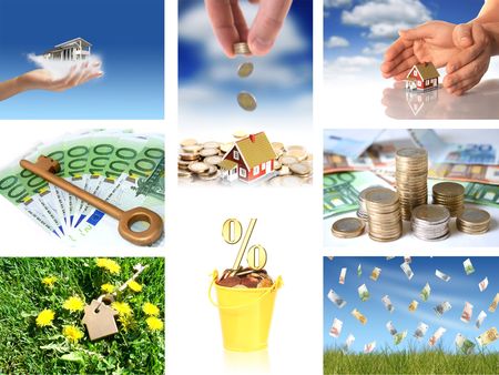 Collage. Invest in real estate concept.の写真素材