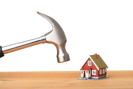 House works concept. Small house and tools.の写真素材