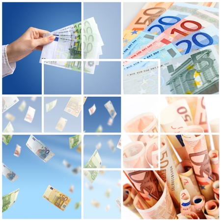 Money collage. Financial concept of successful investment.の写真素材