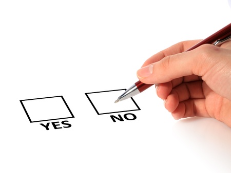 Yes-no concept isolated over white.