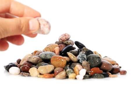 Sea stones isolated over white.の写真素材
