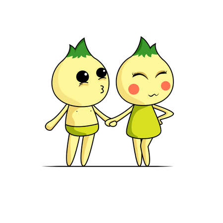 Vector illustration of onion boy and girl cartoon  のイラスト素材