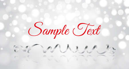 Shiny realistic silver ribbon with bokeh background. Vector Illustration.のイラスト素材