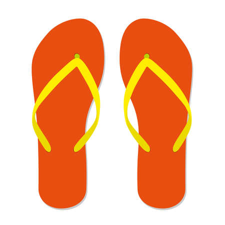 Orange flip flops. Isolated on white background. Vector flat illustration.のイラスト素材