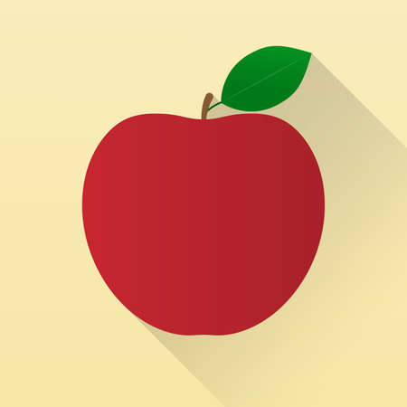 Red apple with leaf. Fruit. Isolated on light gold background. Vector illustration.のイラスト素材